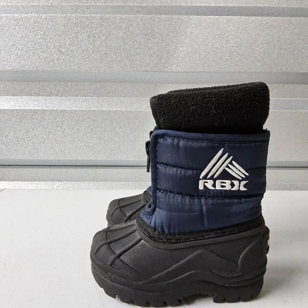 RBX Snow Boots Winter‎ Puffer Zipper Toddler Boots Black Blue Size 5